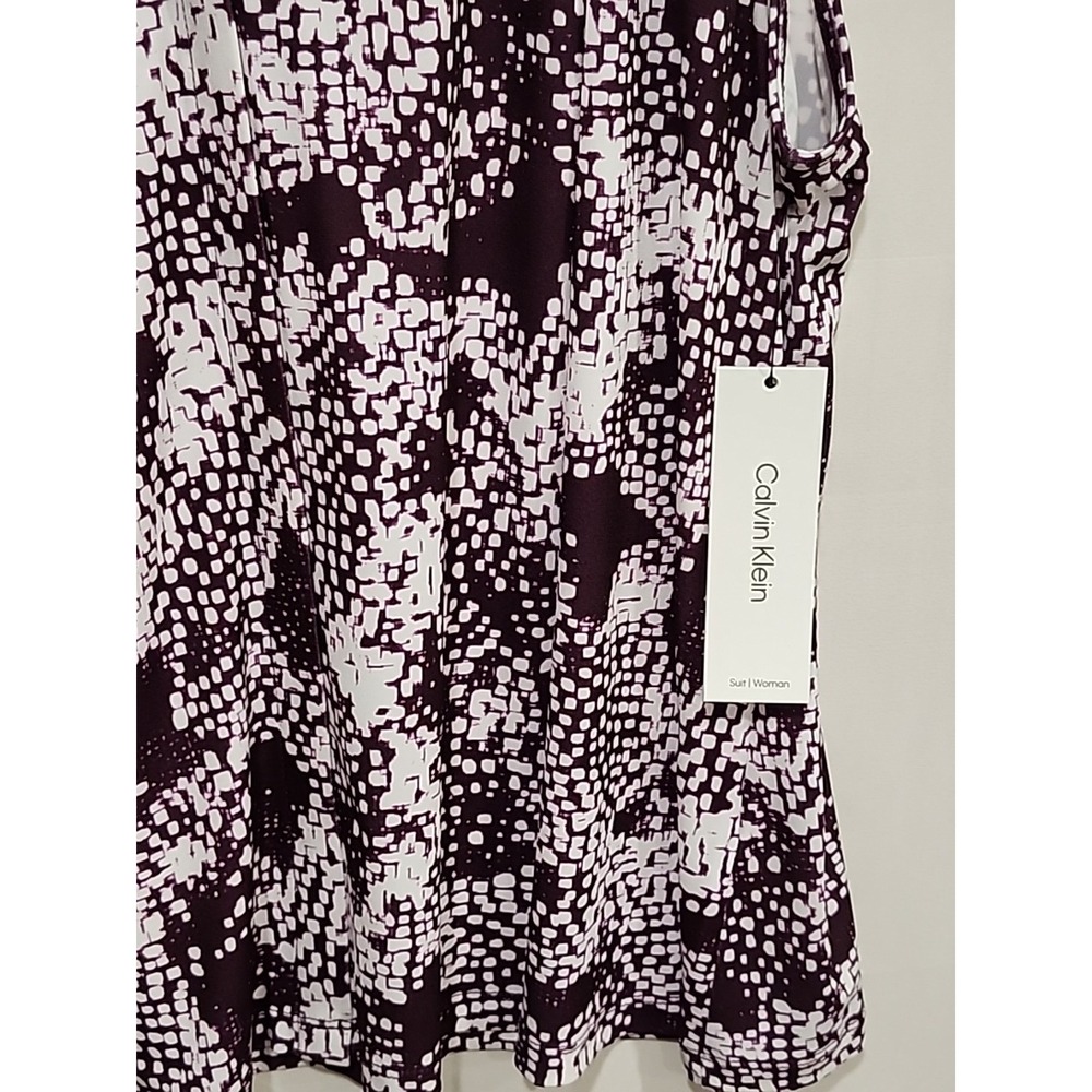 Calvin Klein NWT Blouse Womens 2X Purple/White,‎ Sleeveless V-neck - Picture 3 of 9